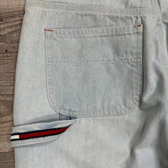 VTG Y2K Tommy Hilfiger Jeans Womens 9 x 31" Carpenter Cargo Boot Flare Flag Loop - Picture 9 of 15